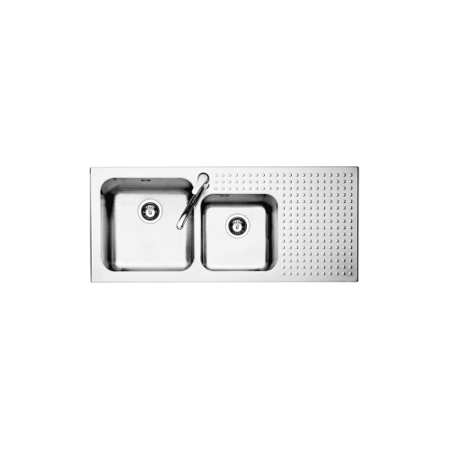 Barazza Lavello due vasche con gocciolatoio sx 1IS12060/2S finitura inox satinato da 116x50 cm