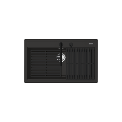 Barazza Lavello una vasca CITY KIT 1LCY91NK finitura b_granite nero da 86x51 cm Con kit accessori e miscelatore