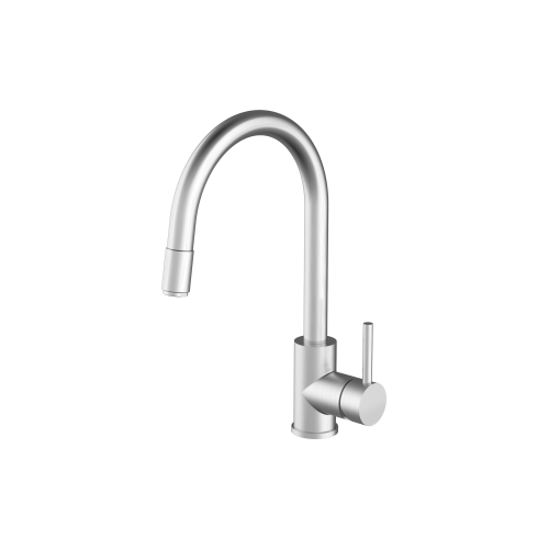 Barazza Single lever mixer with pull-out shower SELECT SHOWER STEEL 1RUBSDS satin AISI 304 stainless steel finish