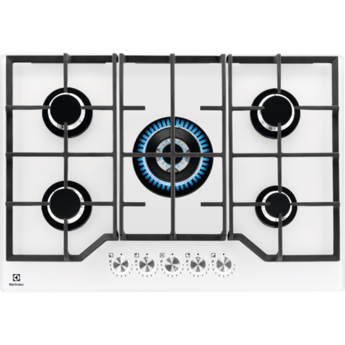 Electrolux Gas hob KGG75362W white tempered glass finish 74 cm