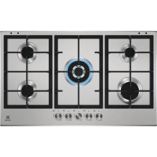 Plaque de cuisson à gaz Electrolux Slim Profile KGS9536SX 86 cm en acier inoxydable
