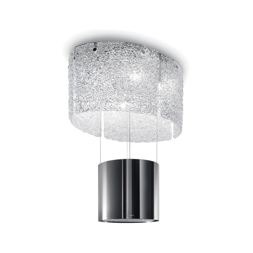 Faber Campana isla suspendida NEST PLUS KL 345.0492.592 acero inoxidable y acabado cristal 86 cm - Con kit 6 LED G9 2,5 W inc