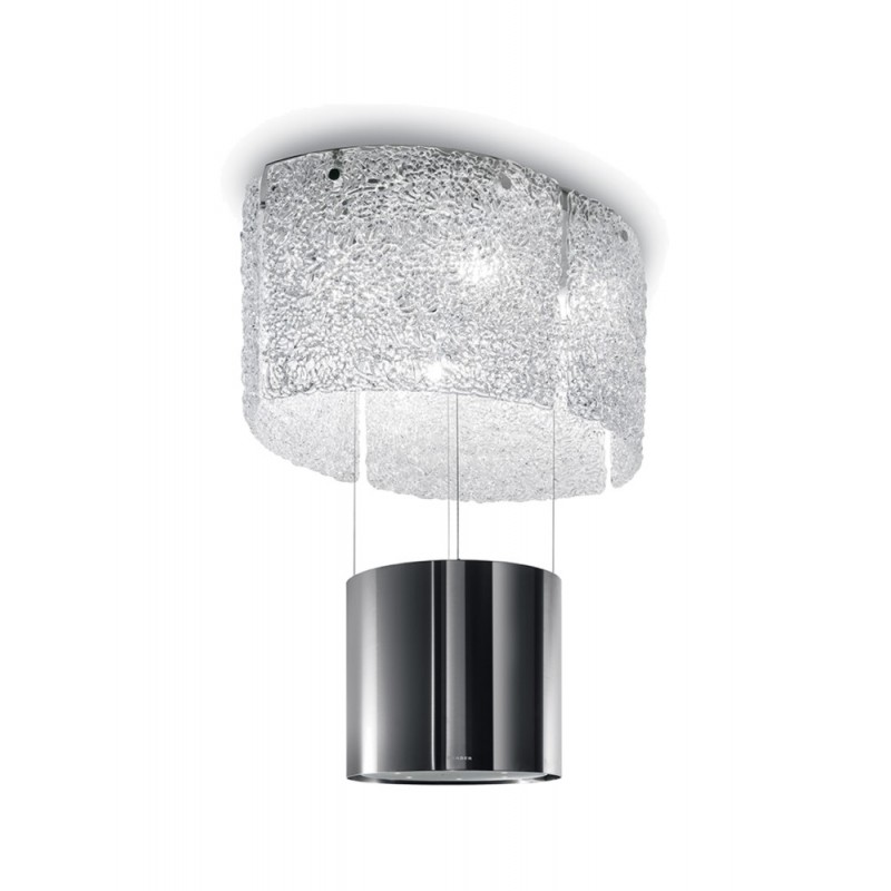  Faber Suspended island hood NEST PLUS KL 345.0492.592 stainless steel and glass finish 86 cm - With 6 LED G9 2.5 W kit included