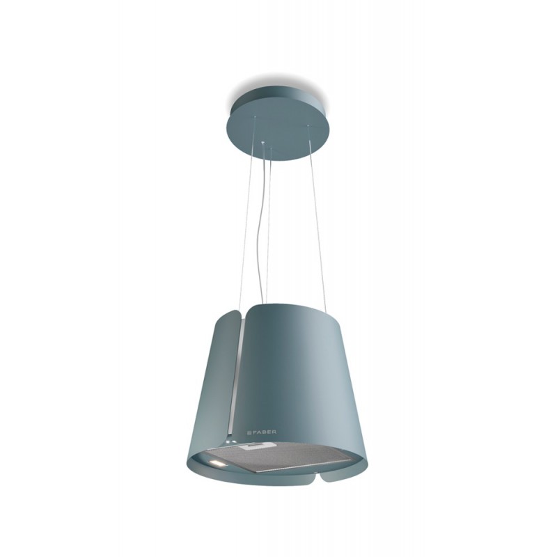  Faber Campana isla suspendida BEAT DB MATT F45 345.0612.340 acabado azul polvo mate Ø43 cm