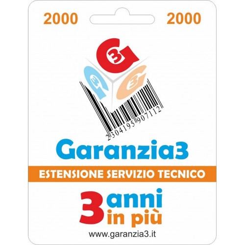 Garanzia3 2000 - Estensione di servizio tecnico di 3 anni in piu' con massimale copertura 2000 euro