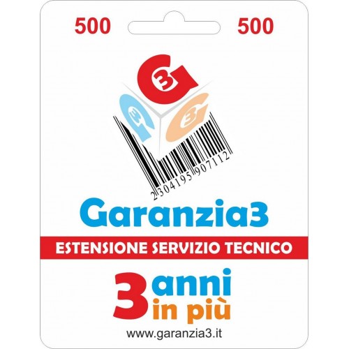 Garantie3 500 - Extension du service technique de 3 ans supplémentaires avec une couverture maximale de 500 euros