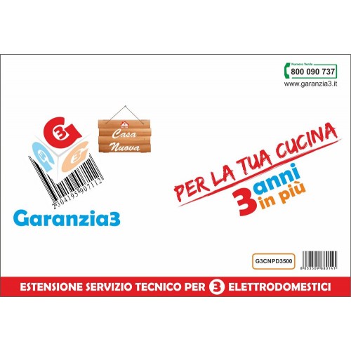 Garanzia3 Casa Nuova per 3 elettrodomestici - Massimale copertura 1000 euro