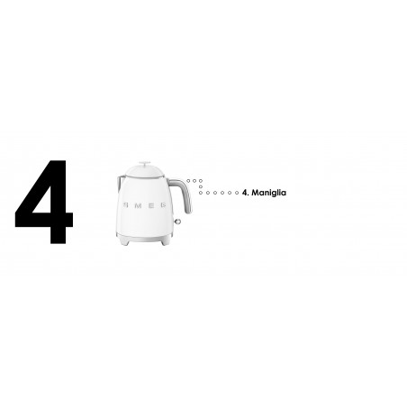 Smeg Mini bollitore KLF05WHEU finitura bianco con logo Smeg 3D