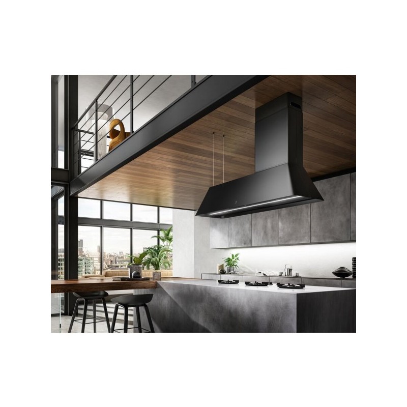  Hotte îlot Elica IKONA MAXXI PURE BL MAT/F/120 PRF0171195, finition noire, effet doux au toucher, 120 cm