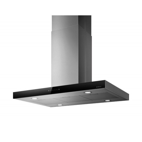 Campana extractora de isla Elica JOY ISLAND BLIX/A/90 PRF0104628A acabado acero inoxidable y cristal negro 90 cm