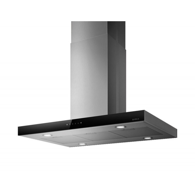  Hotte îlot Elica JOY ISLAND BLIX/A/90 PRF0104628A, finition acier inoxydable et verre noir, 90 cm
