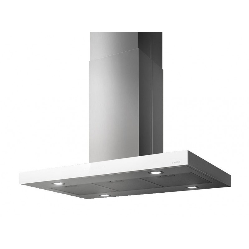  Hotte îlot Elica JOY ISLAND WHIX/A/90 PRF0104629A, finition inox et verre blanc, 90 cm