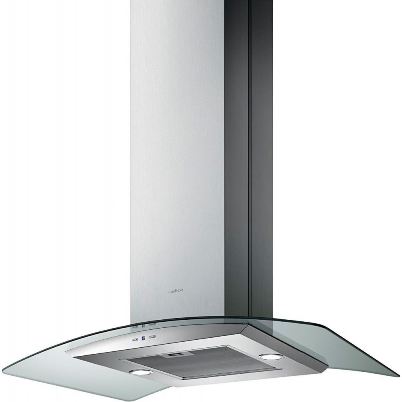  Hotte îlot Elica REEF A ISLAND IX/A/90X60 PRF0150290, 90 cm, finition inox et verre