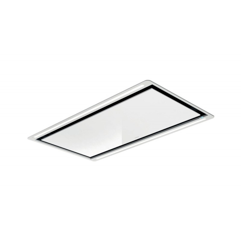  Hotte de plafond Elica HILIGHT GLASS H16 WH/A/100 PRF0167044A, finition verre blanc et cadre blanc de 100 cm
