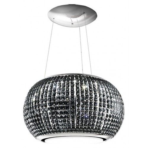 Campana suspendida Elica INTERSTELLAR BL/F/65 PRF0151809 en acero inoxidable pulido y cristal negro, Ø67 cm