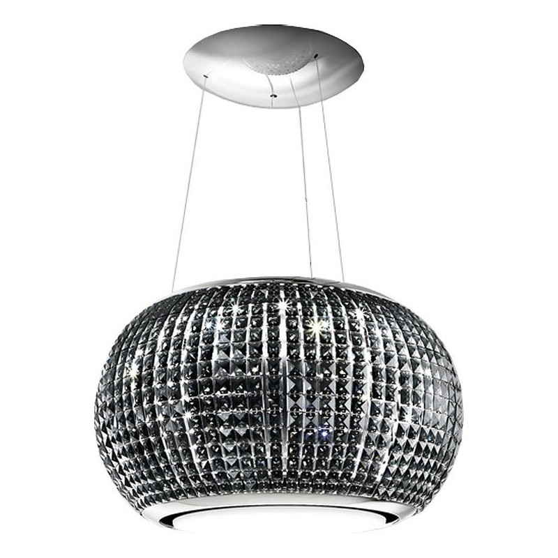  Hotte suspendue Elica INTERSTELLAR BL/F/65 PRF0151809 en acier inoxydable poli et verre noir, Ø67 cm