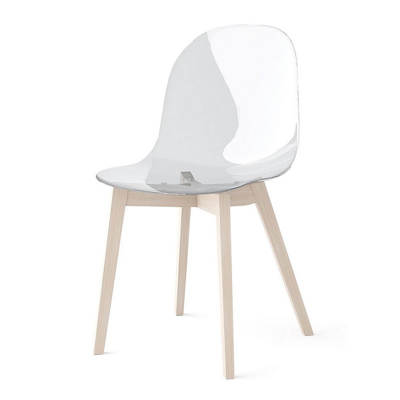 CB/2159 Chaise Connubia Academy CB2159 avec structure en bois et assise en polycarbonate
