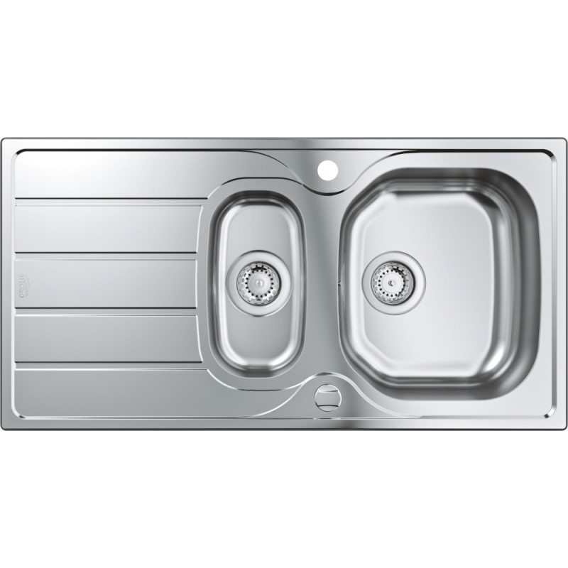 31 564 SD1 Évier Grohe 1 bac avec égouttoir réversible et bac 31564SD1 finition inox 97x50 cm