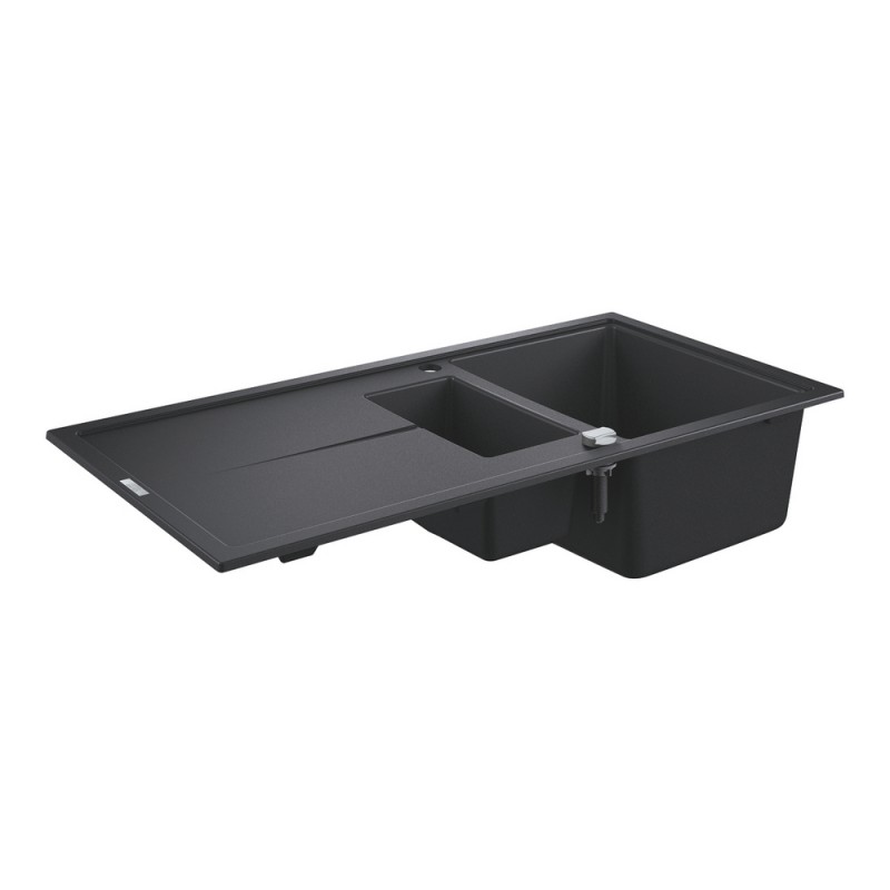 31 642 AP0 Évier Grohe 1 bac avec égouttoir réversible et bac 31642AP0 finition granit noir 100x50 cm