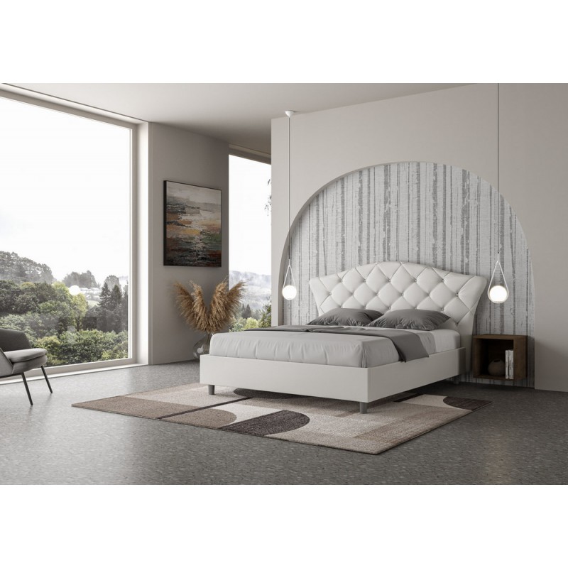 Langre L160 Itamoby Double bed Langre in white leatherette 160 cm