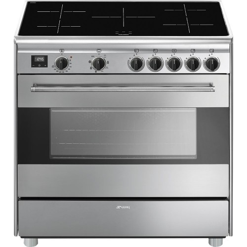 Cuisine Smeg BG91IX2 avec four à chaleur tournante et plaque à induction en acier inoxydable de 90 x 60 cm