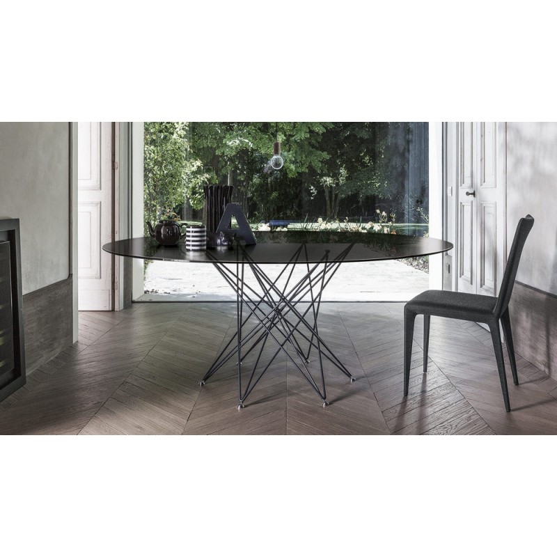 Octa_R140 Bonaldo Table ronde fixe Octa avec structure en métal et plateau au choix de Ø140 cm