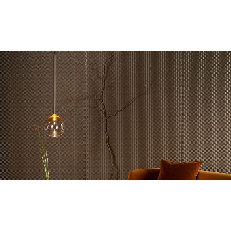Sofi_sos_singola Bonaldo Sofì suspension simple en métal laiton bruni et verre ambré