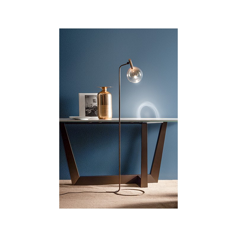 Sofi_ter Bonaldo Sofì lampadaire en métal laiton bruni et verre ambré