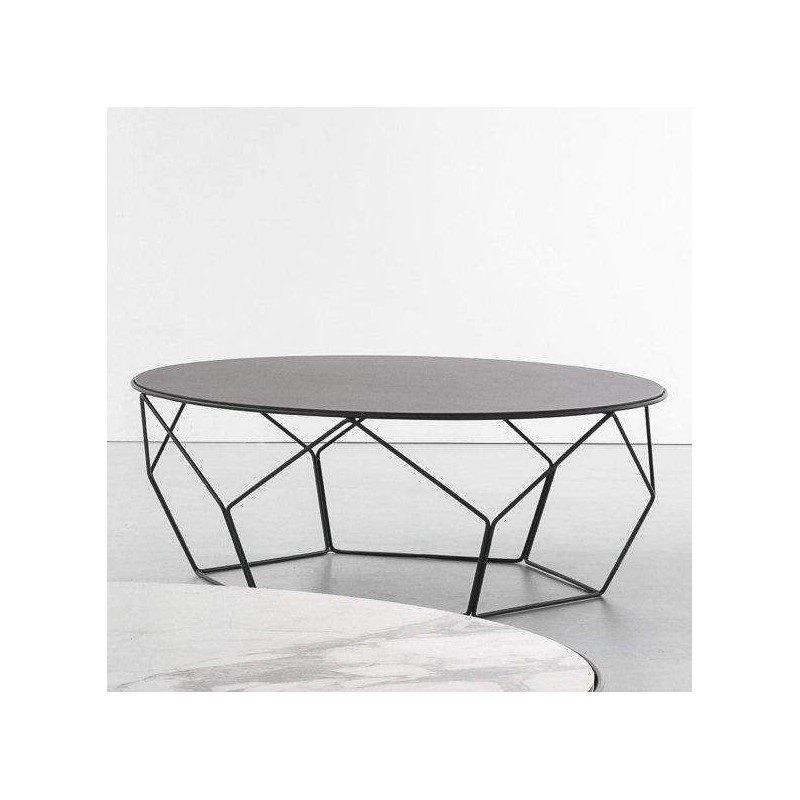 Arbor_97 Table basse Bonaldo Arbor avec structure en métal et plateau au choix de Ø97 cm et h. 37cm