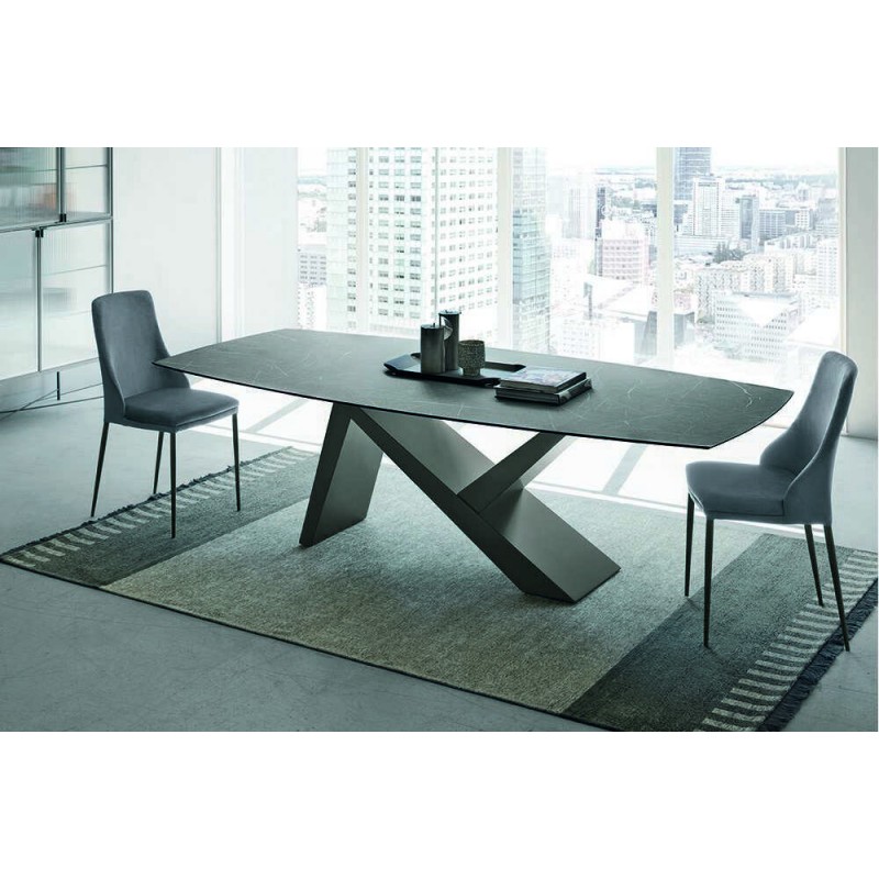 IKARUS FISSO IKAF Table fixe Sedit Ikarus avec structure en métal et plateau au choix