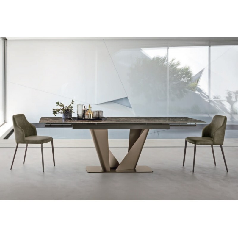 SILVER FISSO SILF Table fixe Sedit Silver avec structure en métal et plateau au choix