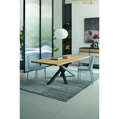 Sedit Origami fixed table with metal structure and top of your choice