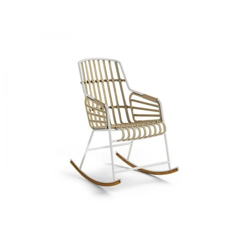 RAPHIA ROCKING CM8733 Horm Rocking chair Raphia Rocking art. CM8733 with metal structure and rattan seat - With armrests