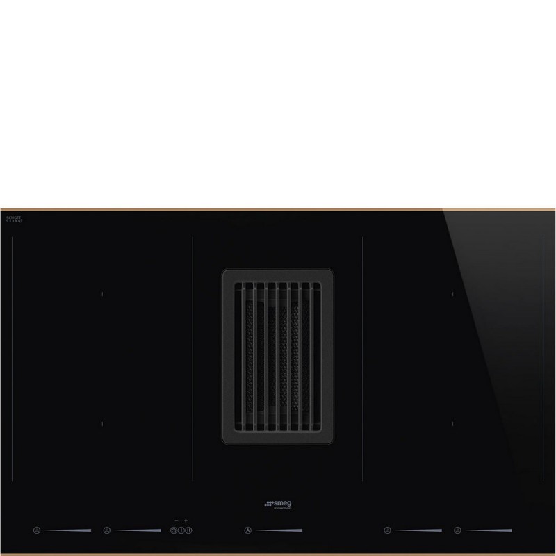 HOBD682R1 Smeg S Induction hob with integrated hood HOBD682R1 in black glass ceramic and copper edge 80 cm