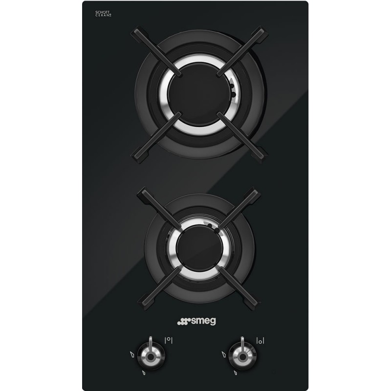 PV332CN Table de cuisson à gaz Smeg S PV332CN en vitrocéramique noire, 30 cm