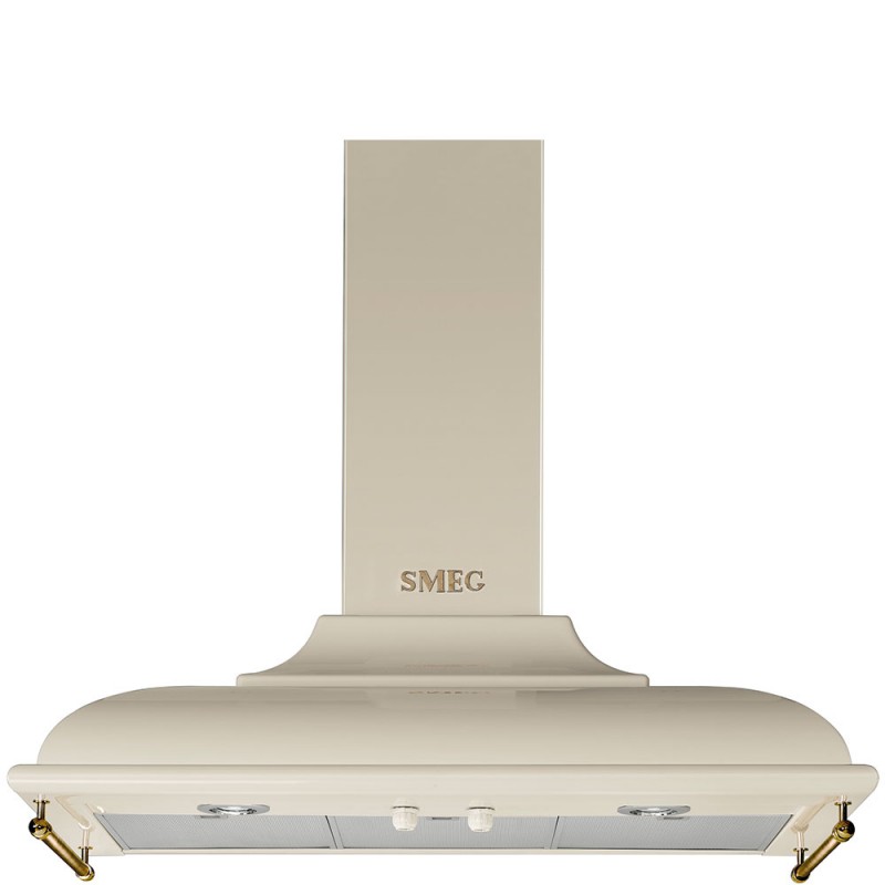 KC19POE Smeg KC19POE 90cm wall mounted hood in cream and brass finish