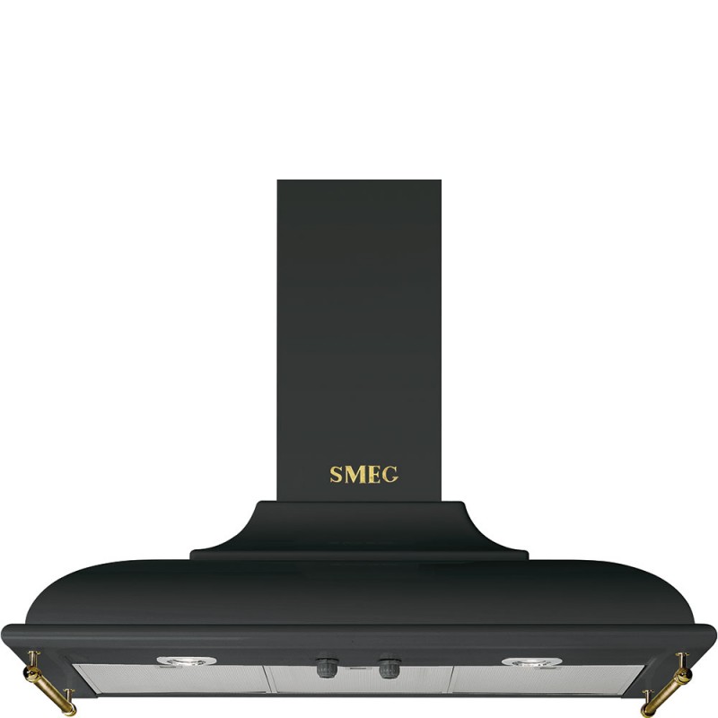KC19AOE Smeg KC19AOE 90cm wall mounted hood in anthracite and brass finish