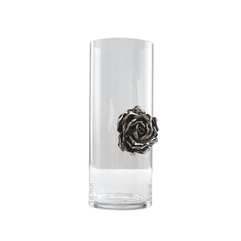 Illusion Rose C09/R Adriani & Rossi Vase Illusion rose avec rose en céramique