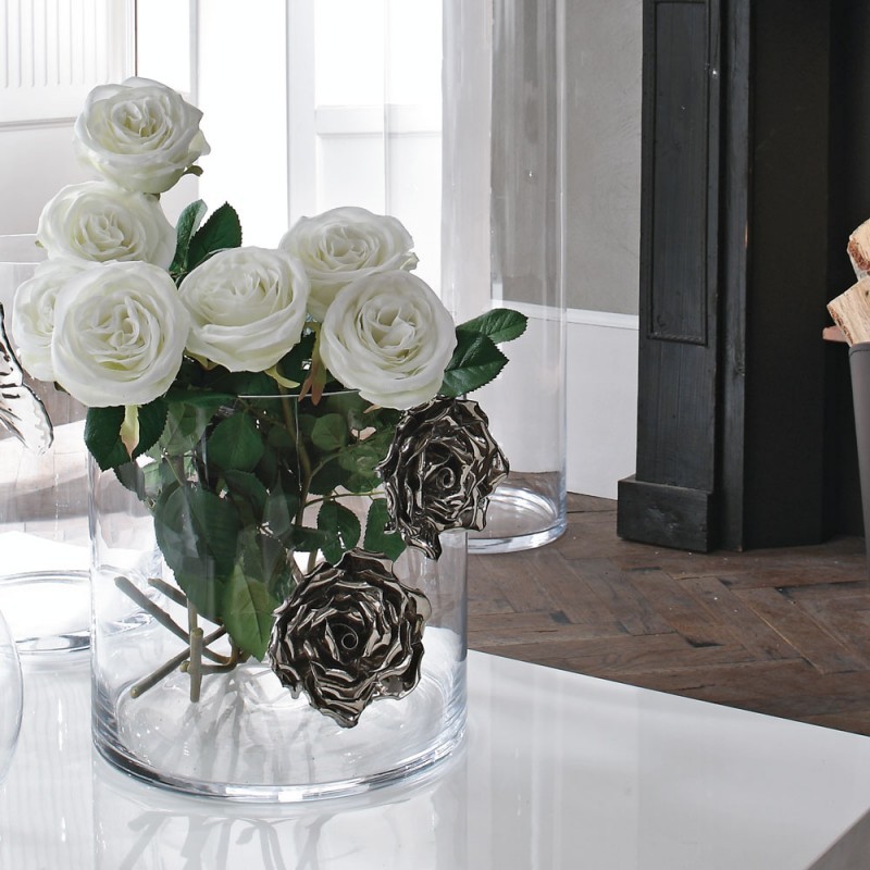 Illusion Rose C118/R Adriani & Rossi Illusion rose vase with two ceramic roses