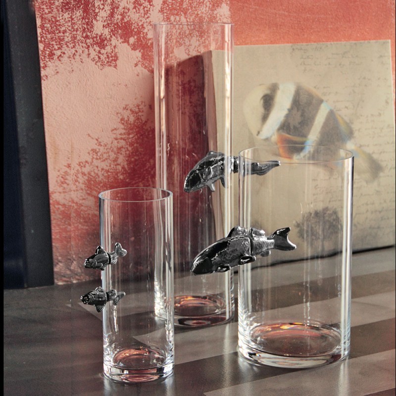 Illusion Fish C18/P Adriani & Rossi Illusion fish vase with ceramic fish