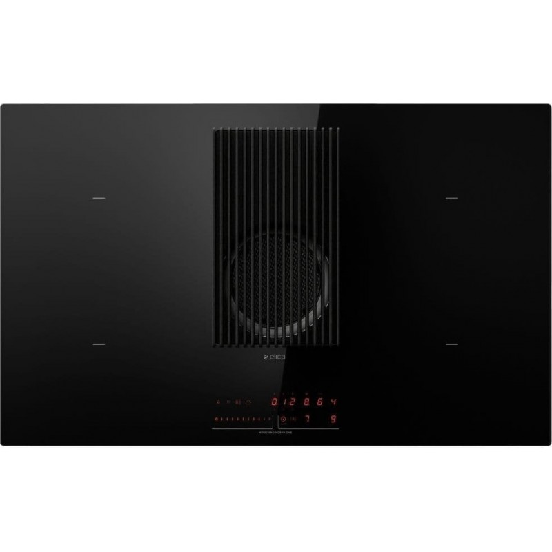 PRF0185060 PRONTA CONSEGNA - Elica Piano cottura a induzione con cappa filtrante integrata NIKOLATESLA PRIME S BL/F PO/83 PRF0185060 in vetro nero da 83 cm