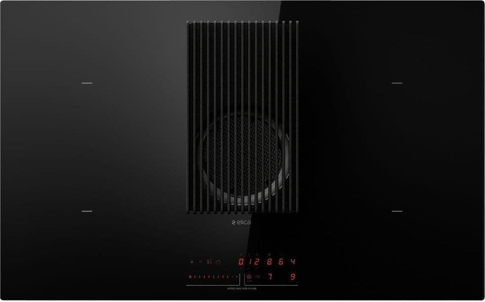 Elica Piano cottura a induzione con cappa aspirante integrata NIKOLATESLA PRIME S BL/A P/83 PRF0185059 in vetro nero da 83 cm