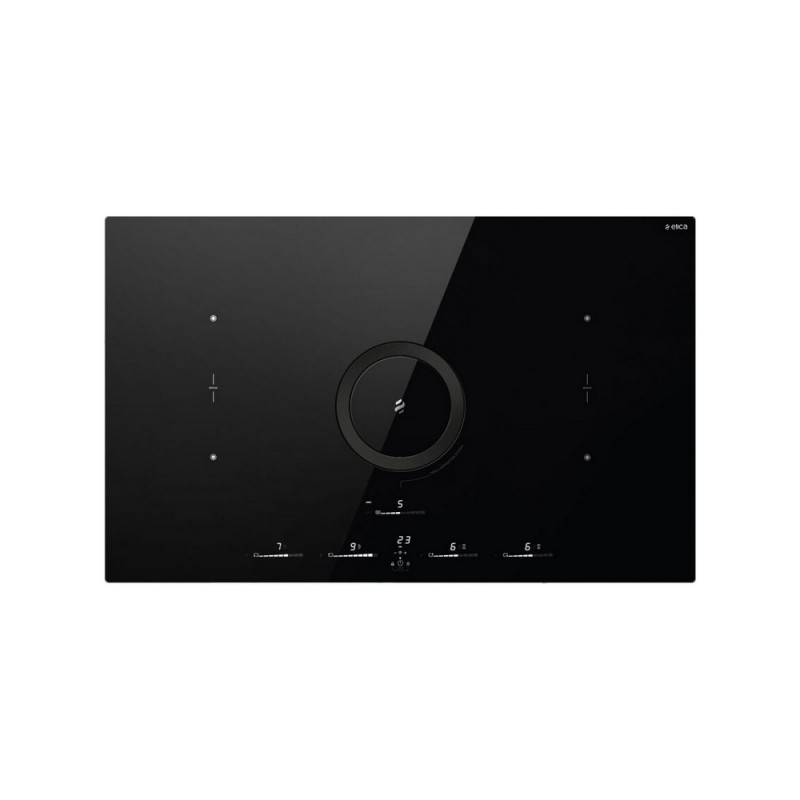 PRF0183880 PRONTA CONSEGNA - Elica Piano cottura a induzione con cappa aspirante integrata NIKOLATESLA SWITCH GLOW BL/A/83 PRF0183880 in vetro nero da 83 cm