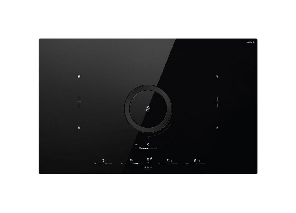Elica Piano cottura a induzione con cappa aspirante integrata NIKOLATESLA SWITCH GLOW BL/A/83 PRF0183880 in vetro nero da 83 cm