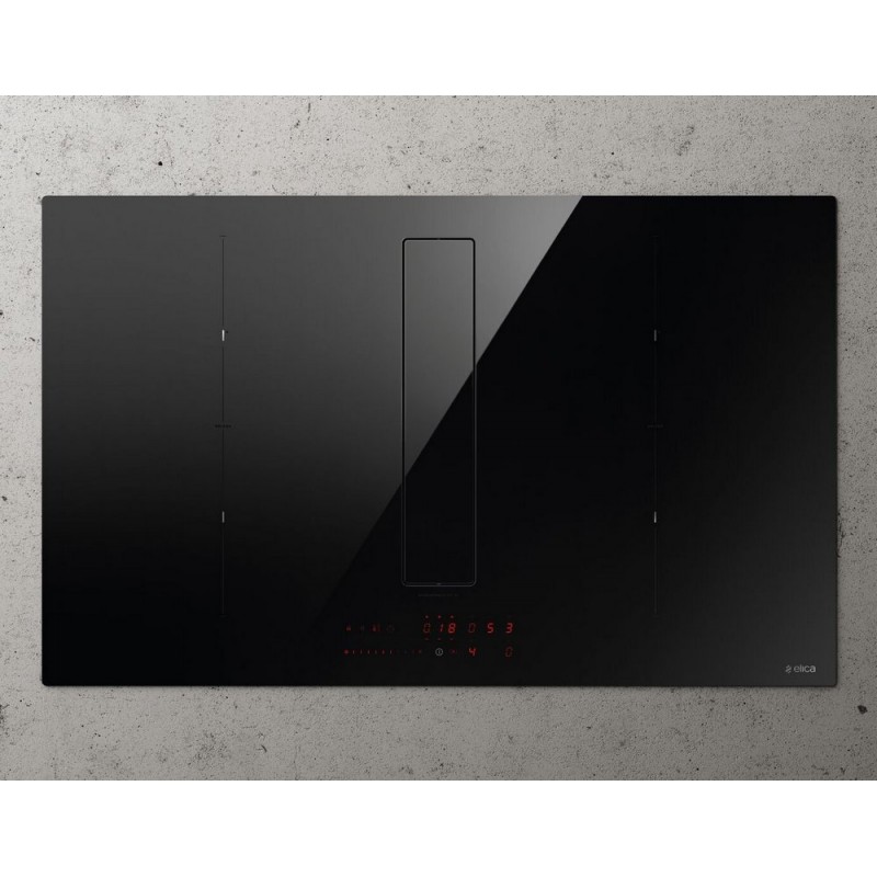 PRF0179476 Plaque à induction Elica: NIKOLATESLA FIT XL BL/A/83 PRF0179476 83 cm en verre noir avec hotte.