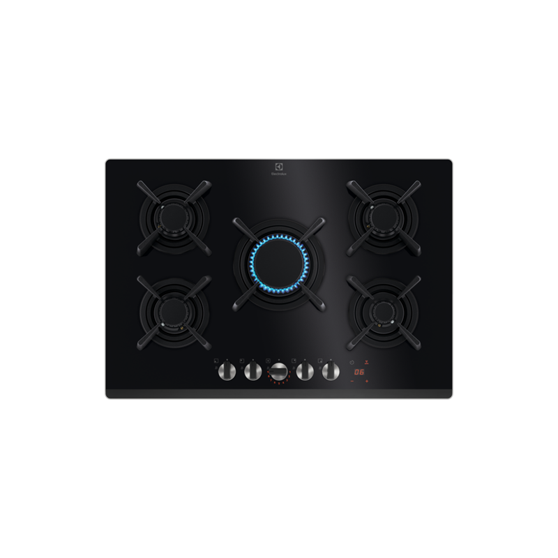 KGG 753753 K Electrolux | KGG753753K Plaque de cuisson à gaz 74 cm avec finition en verre noir