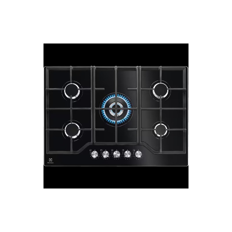 KGG 75362 K Plaque de cuisson à gaz Electrolux KGG75362K de 74 cm avec finition en verre noir