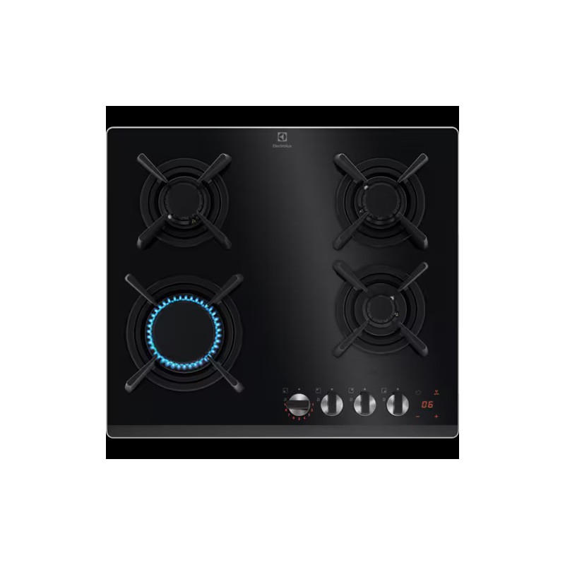 KGG 643753 K Electrolux | KGG643753K Plaque de cuisson à gaz 59 cm avec finition en verre noir