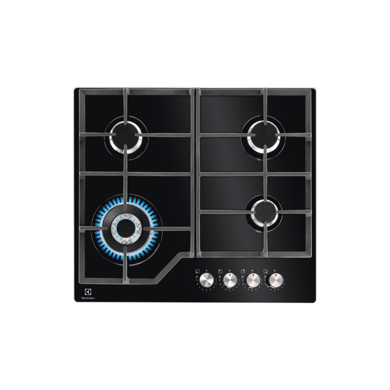 KGG 64362 K Plaque de cuisson à gaz Electrolux KGG64362K de 59 cm avec finition en verre noir
