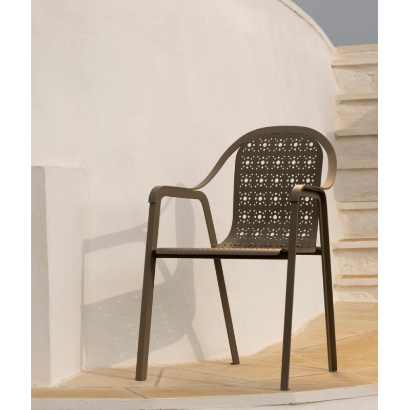 TLINE TISEBR Unopiù Sedia impilabile con braccioli TLINE con struttura e seduta in alluminio - Con o senza cuscini